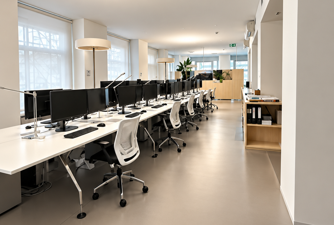 Ufficio moderno in prospettiva profonda